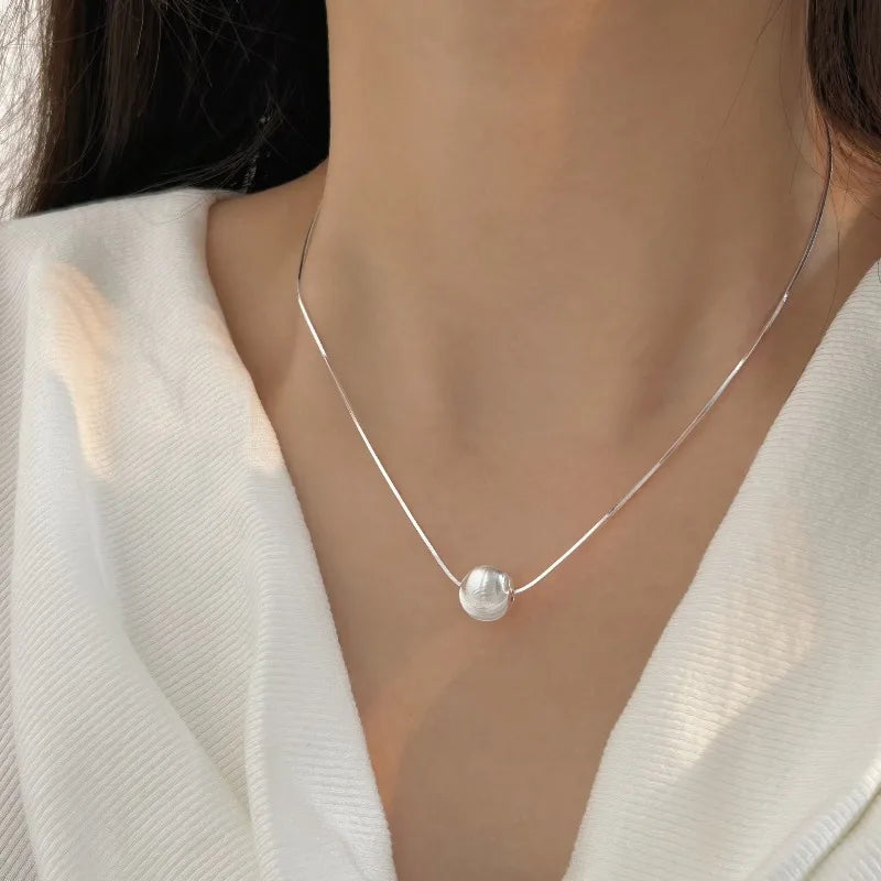 925 Sterling Silver Necklace Bead Pendant Simple for Women Wedding Engagement Jewelry Fashion Classics Gift Party High quality