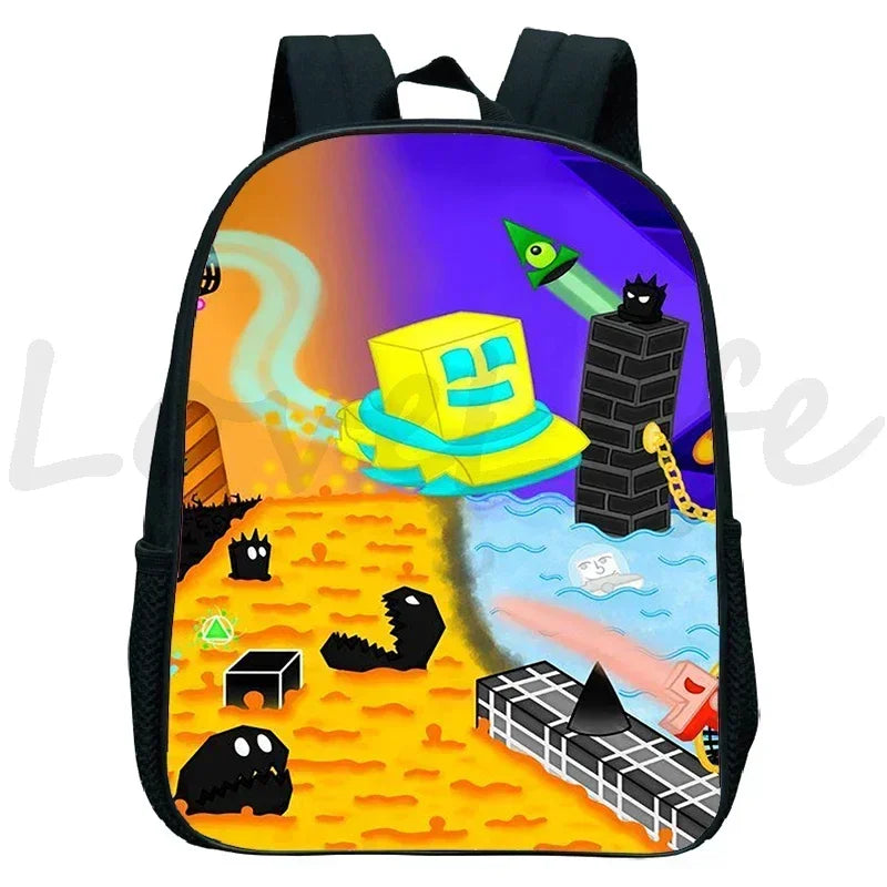 Children Backpack Anime Small Bookbag Kids Cartoon School Bags  Angry Geometry Dash Kindergarten Backpacks Boys Girls Rucksack