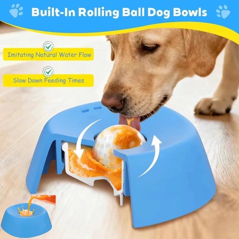 Pet Lick Mat Slow Feeder Bowl Anti-Overflow Feeding Ball for Dogs Cats