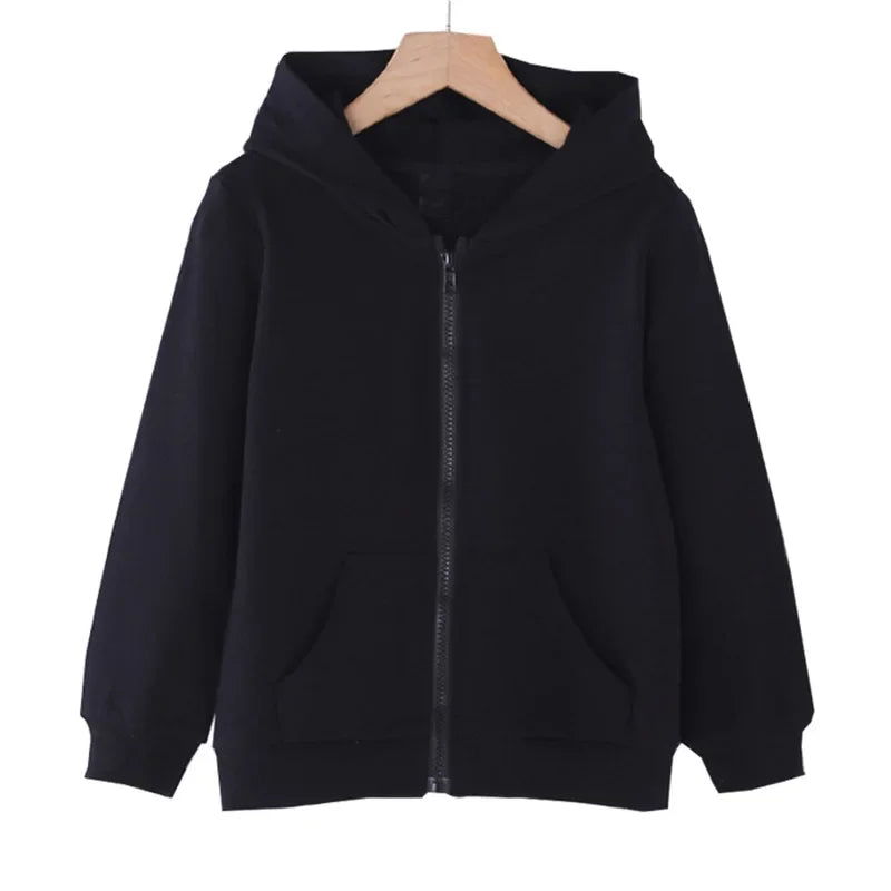 Kids' Girls Boys Outdoor Solid Color Top Zipper Coat Casual Hoodie Sweatshirt with Zipper Kids Jacket
