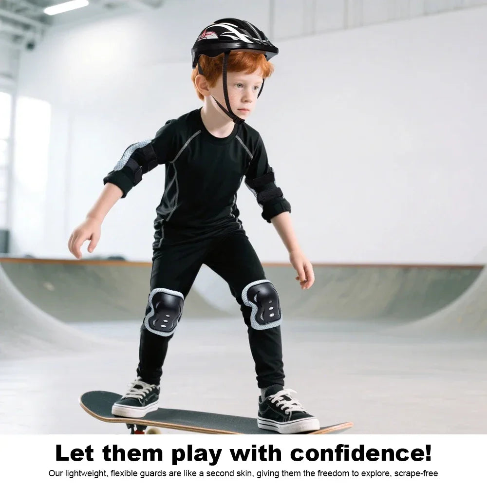7PCS Kids Protective Set Including Helmet & Protective Pads, Knee Elbow Wrist Guards for Roller Skates, Skateboard, Scooter