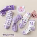 5 Pairs Kuromi Kids Socks Autumn Winter Cute Cartoon Crew Socks for Girls Kawaii Socks