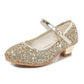 Girls Shoes Children High Heel Glitter Crystal Sandals Fashion Buckle Kids Princess Dance Shoe Student Performance Leather Shoes