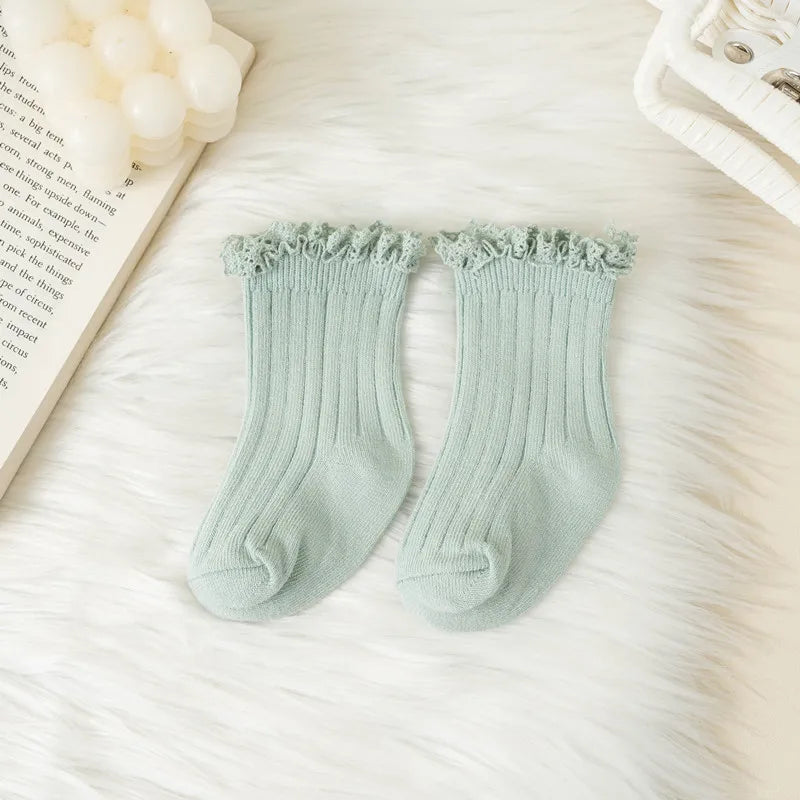 Kids Short Socks Ruffle Baby Girls Toddlers Cute Soft Cotton Sock Lace Flower Children School Uniform Socks For 0-8 Years