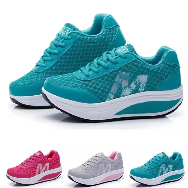 Women‘s Shoes 2024 New Fashion Breathable Mesh Wedges Platform Lace Up Sneakers Casual Shoes Zapatos Mujer