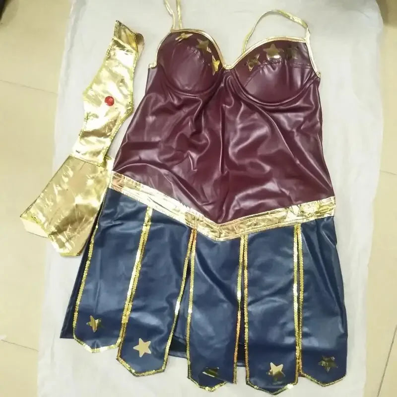 Women Leather Clothes My Hero Academia Costumes Adult COS Wonder Cosplay Halloween Party Justice Wonder Fantasia Fancy Dress