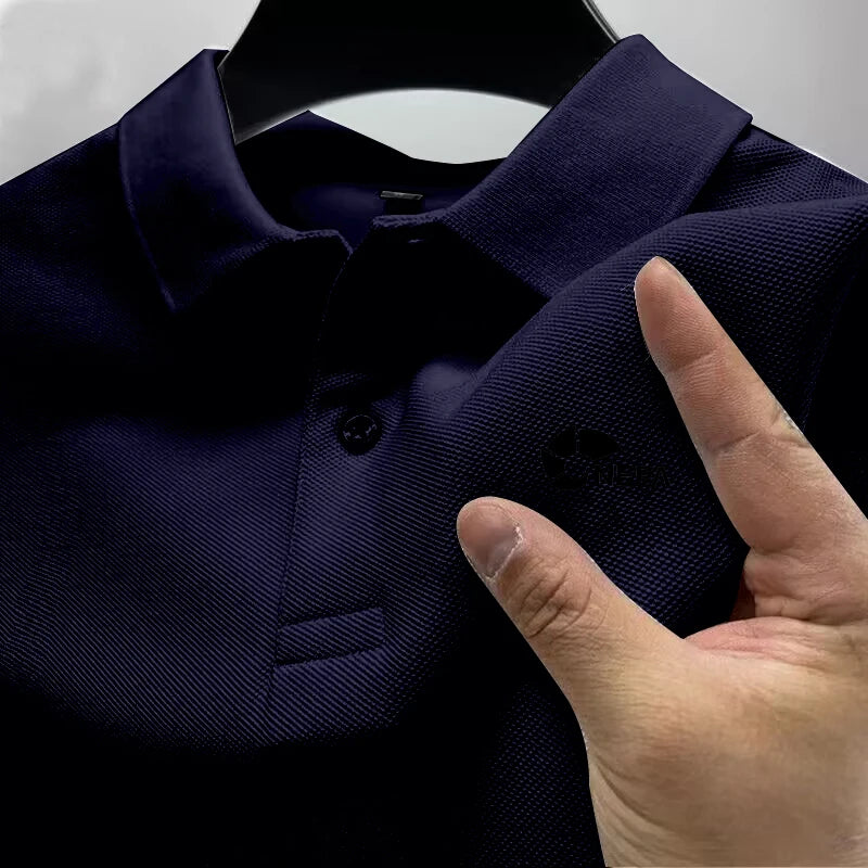 2026 Men's Reflective Polo Shirt, Color Button, Breathable, Casual, Fashionable, Business, Comfort, Summer, Shoes