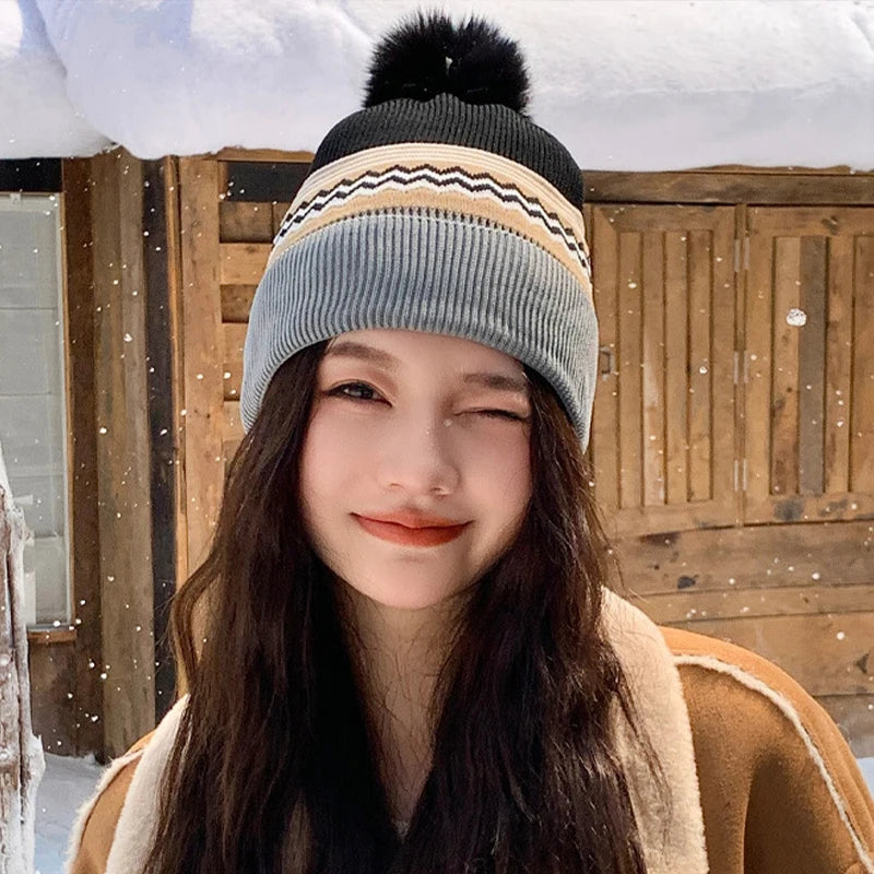 Autumn/winter Women's Knitted Wool Hat With A Large Head Circumference A Relaxed Style Warm And Cold-proof