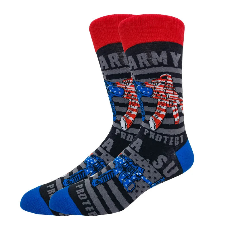 Men's Combed Cotton Fashion Hip Hop Man Woman Socks Harajuku Skateboard oil painting with print Happy Socks Funny Gift
