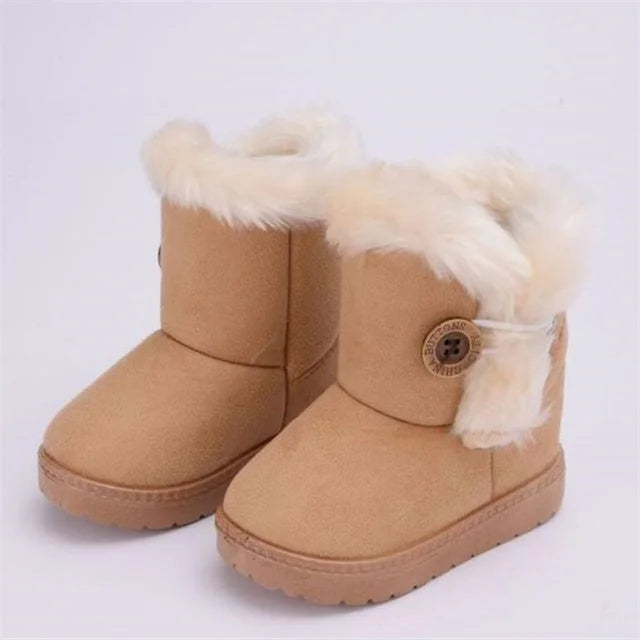 Warm Kids Snow Boots For Children New Toddler Winter Princess Child Shoes Non-slip Flat Round Toe Girls Baby Lovely Boots