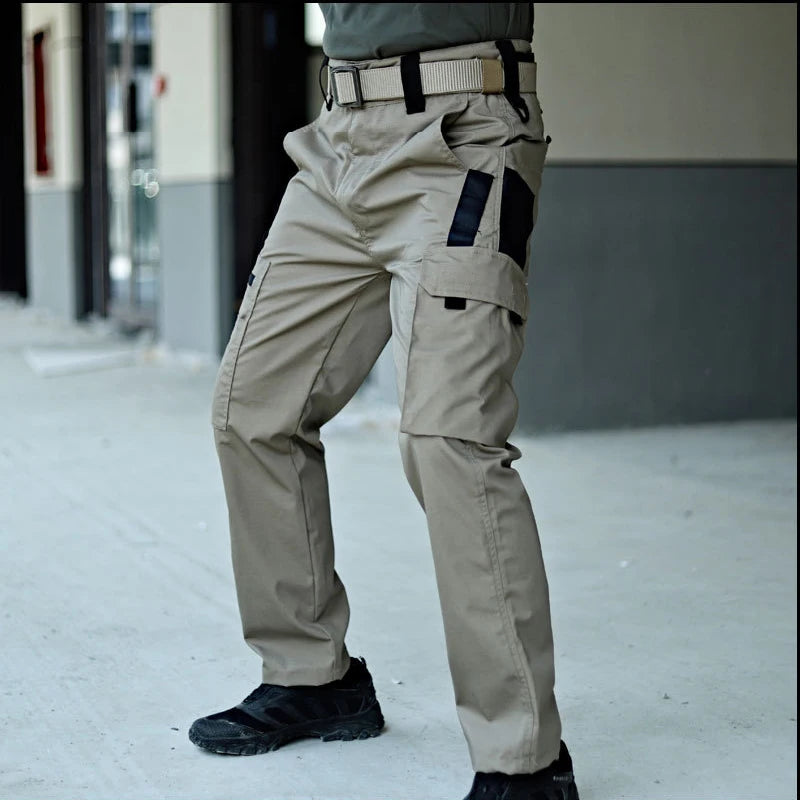 2024 Men's Tactical Pants Outdoor Work Casual Cargo Trousers Waterproof Multi-pocket Wear-Resistant Outdoor Training Trousers