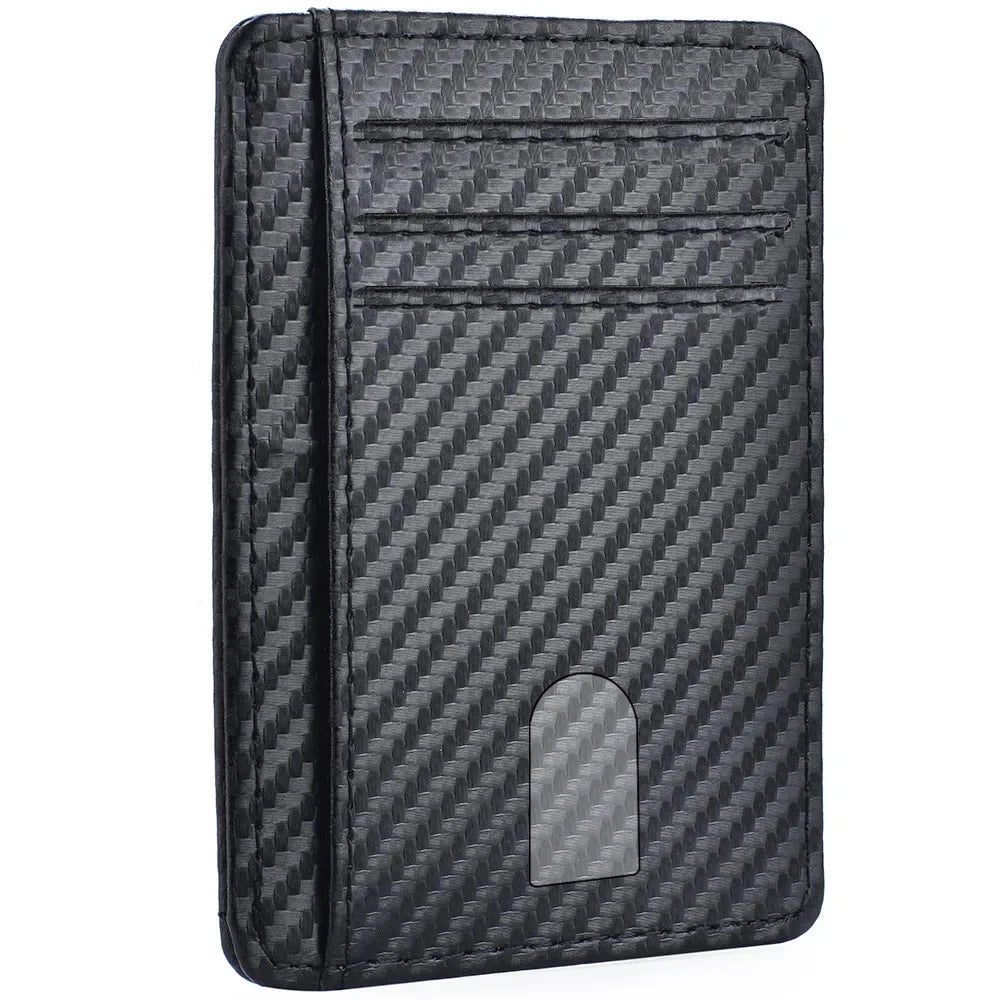 Men's Slim Minimalist Front Pocket Wallet - Anti-RFID Block PU Leather ID/Credit Card Holder with Magic Anti-Theft Protection