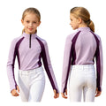 Kids Girls Horse Riding Sports Shirts Top Long Sleeve Buttons Contrast Color Shirt Equestrian Clothing Golf Workout Activewear