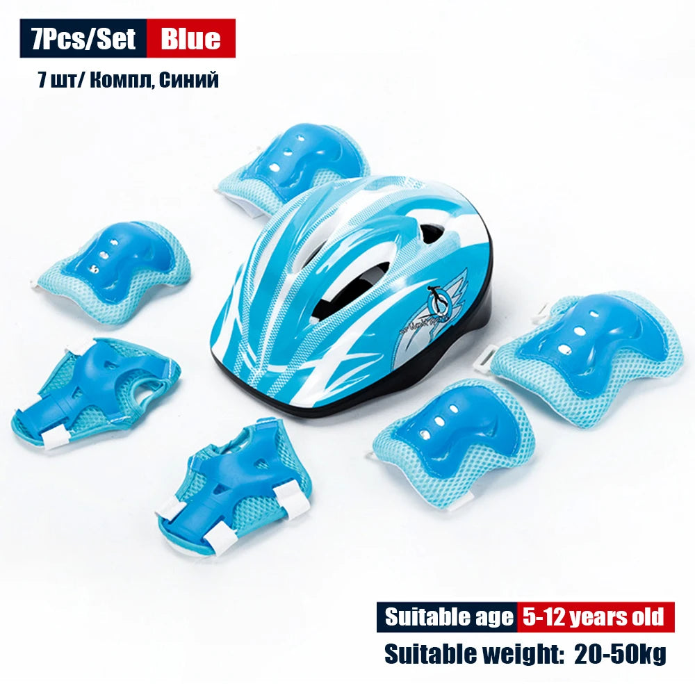Kids Rollerblading Protective Gear Set Helmet Protector Knee Elbow Wrist Pads Boy Girl Bike Skateboard Skiing Scooter Sports