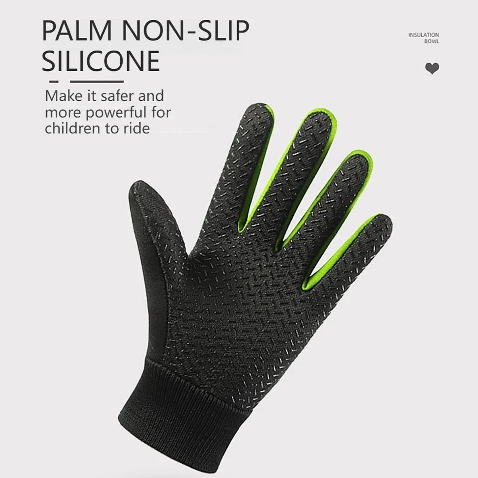 1 Pair Kids Winter Warm Sports Gloves - Cold Weather Water-Resistant Children Mittens Age 5-13 Years Boys Girls