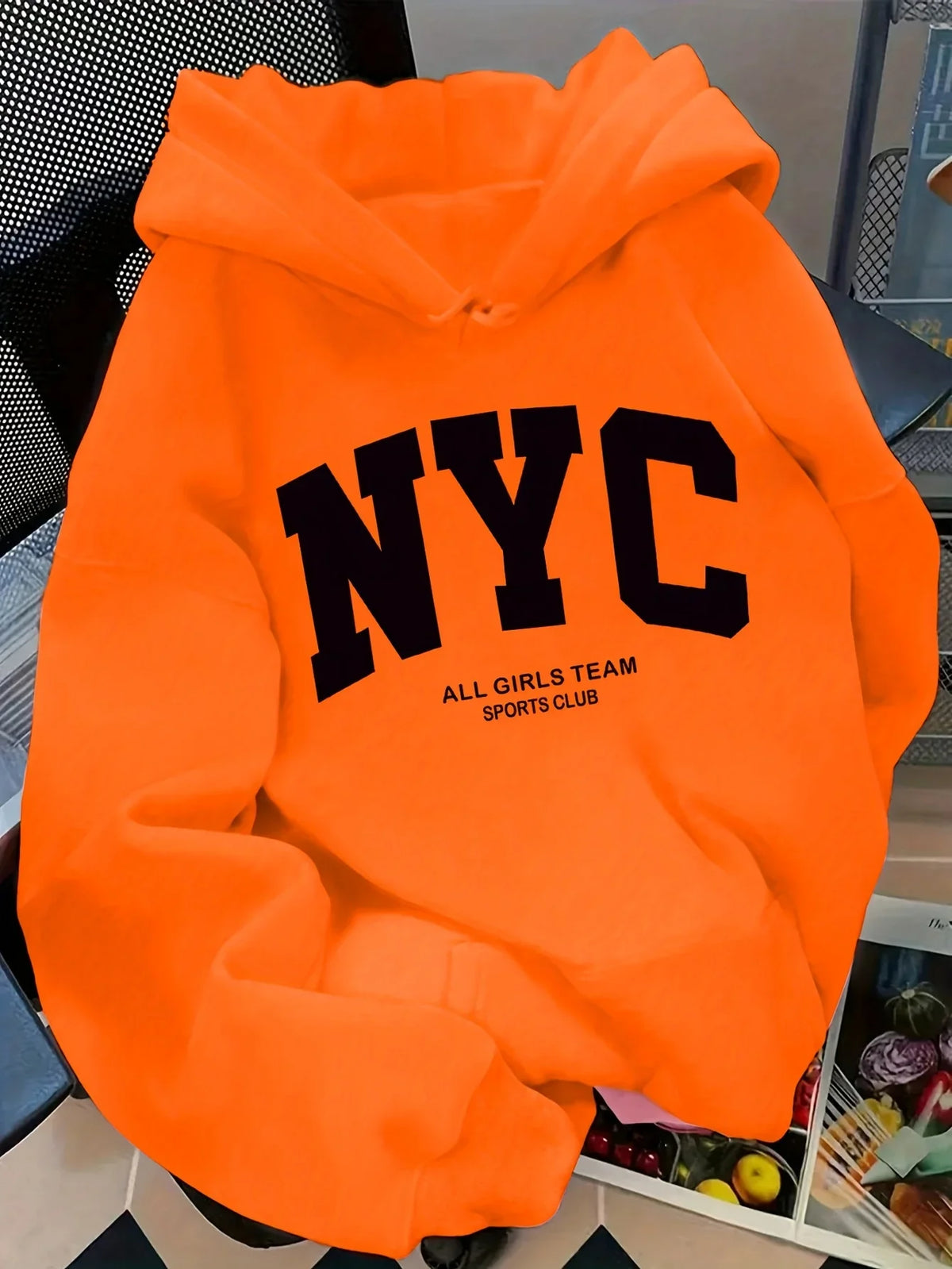 New Fall/Winter Comfortable Navy Blue New York Team Hoodie - Long Sleeve, Couples' Street Style Hoodie, Casual Pullover with POC