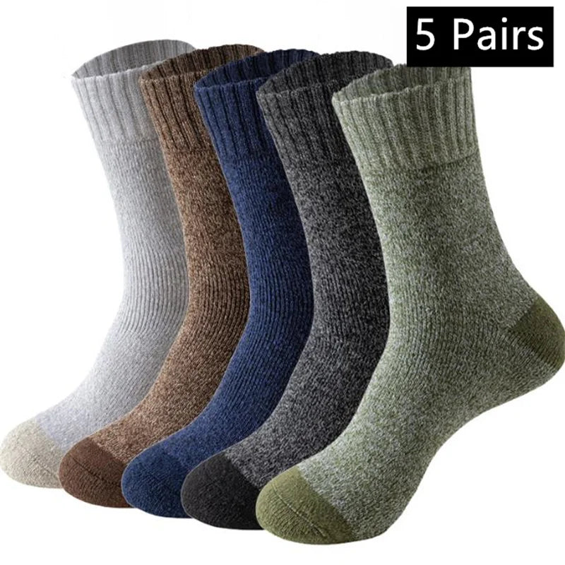 5 Pairs Merino Wool Socks for Man Women , Super Thick Hiking Sock Men's Thermal Socks for Cold Weather Men Woman Snow Socks