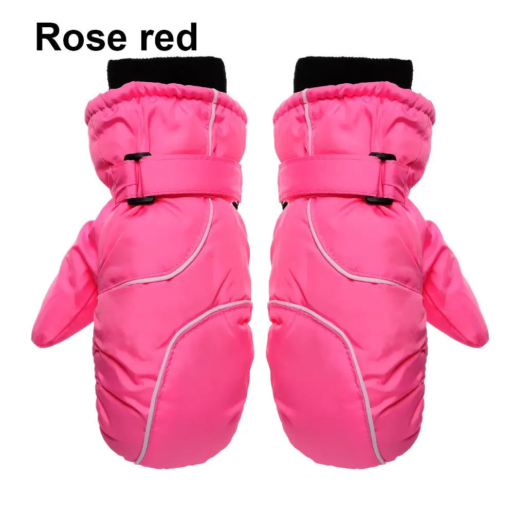 Children Ski Gloves Winter Thicken Warm Boys Girls Full Finger Mittens Non-slip Adjustable Windproof Waterproof For 5-9Y Kids