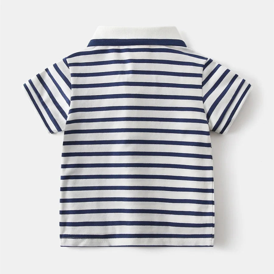 Kids 2-6Y Comfortable Cotton Casual Boys Tops Childrens Summer Short Sleeve Polo Shirts 4 Styles Handsome Cartoon Embroidery
