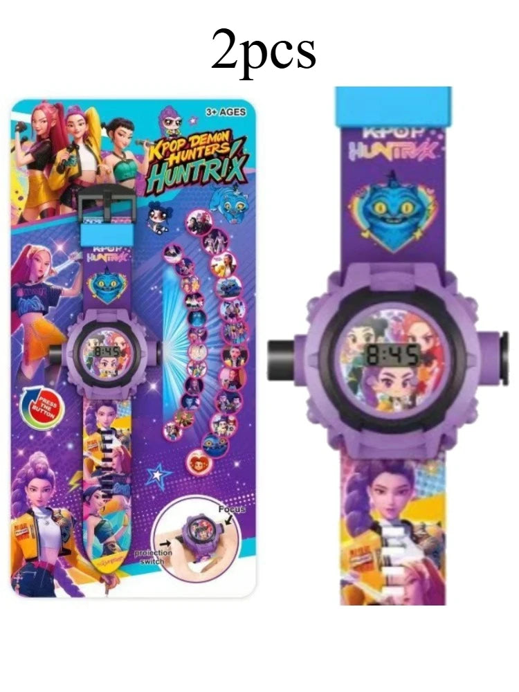 Cartoon Kids Projection Watch 24 Images Digital Electronic Wristwatch Multifunctional Toy Watch Fans Birthday Party Favors Gift