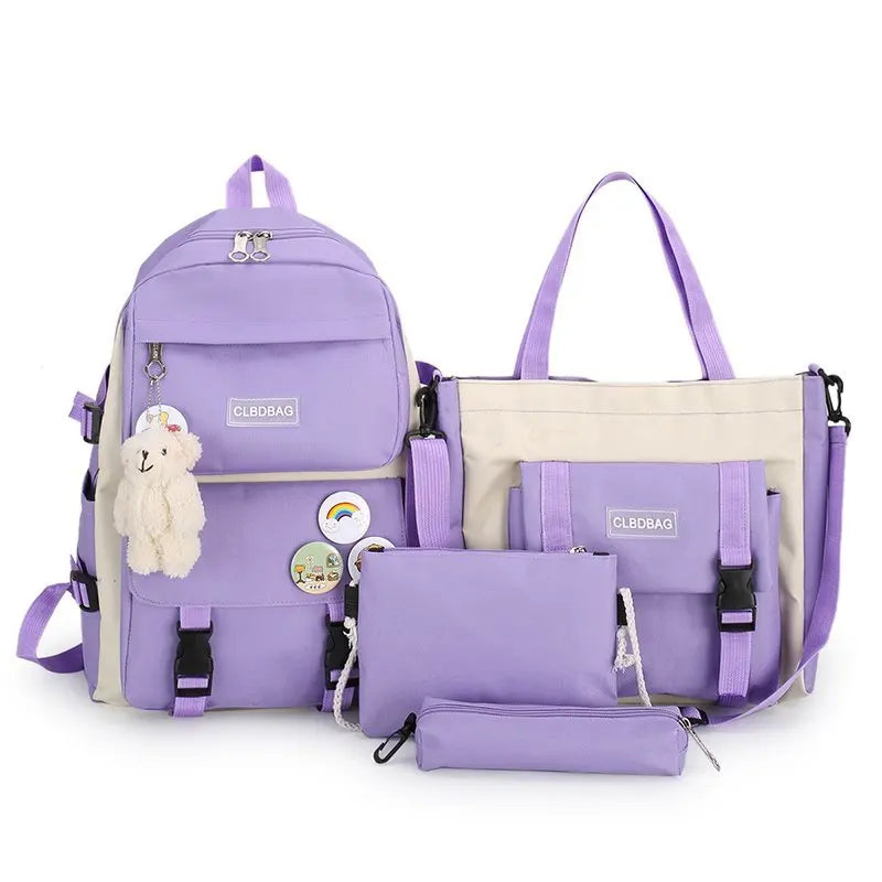 4 Pcs Sets Children's School Backpack Kawaii Women's Backpack Bookbag School Bags for Teens Girls mochilas para niñas 가방 рюкзак
