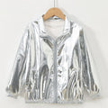 Boys Girls Autumn Jackets Kids Spring Style Colorful Glossy Coats Zipper Lapel Waterproof Outerwear Children Casual Clothes