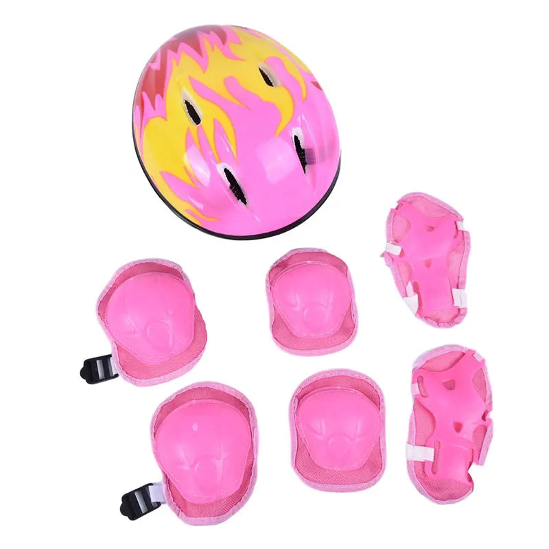 Children's Sports Bicycle Helmet Riding Balance Sliding Bike Hat Protective Set 7-piece Equipment