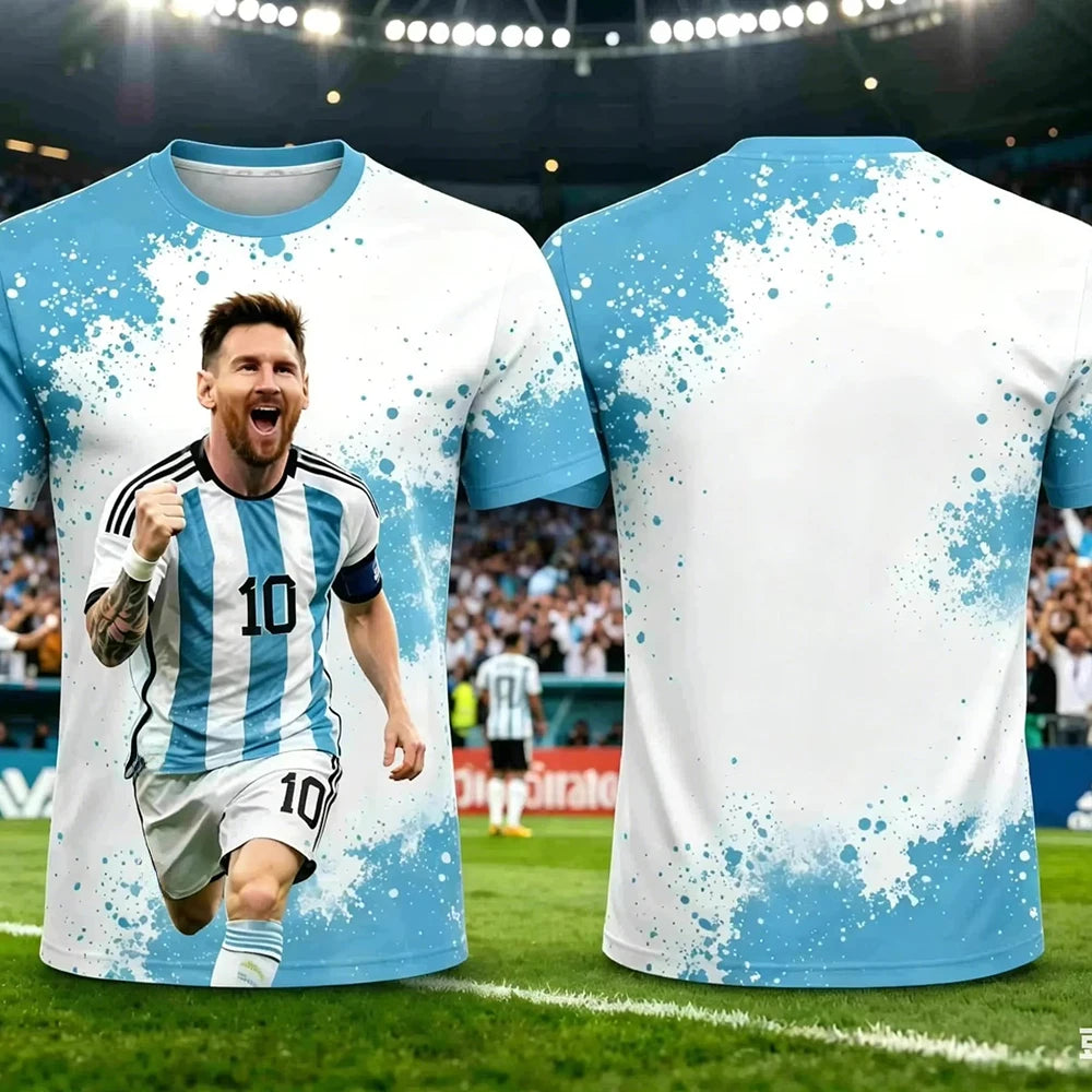 2026 Kid Tee Messi Style Summer 3D Printable Clothing Football Jersey T-shirt Loose and Comfortable Suitable Sports Wearing