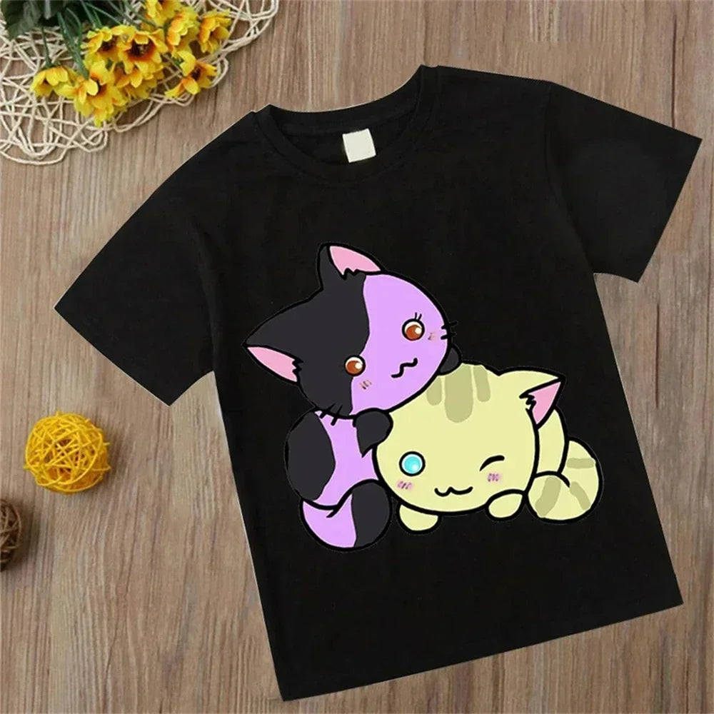 Kids Cotton T-Shirts For Girls Aphmau Printed T-Shirts Boys Outfits Cartoon Anime Girls Womens T-Shirts Cat Print Tops