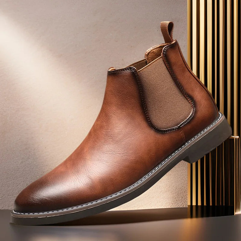 Men's Dress Boots Fashion Chelsea Boots Brand Business Casual Leather Shors Slip-on British Style Short Boots for Men 2026 Botas