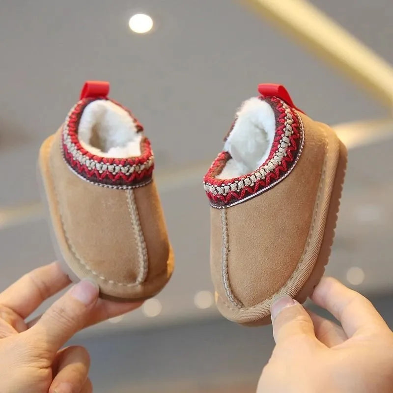 Children's Winter Snow Boots Warm Cotton Shoes for Toddler Little Kids Boys Girls Fleece Lined Thickened Ethnic Trendy Footwear