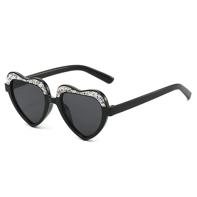 New Fashion Kids Sunglasses Vintage Sun Glasses Trend Retro Love Diamonds Eyeglasses Cute Heart Boys Girls Children Eyewear