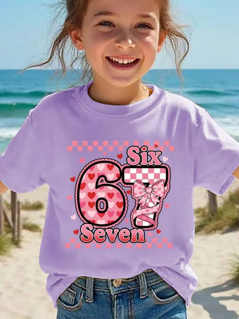 Fun Six Seven 6 7 Meme Design T-Shirt for Kids Chaotic Humor Y2k Game Saying Tees Casual O-Neck Top Fashion Children's Clothing