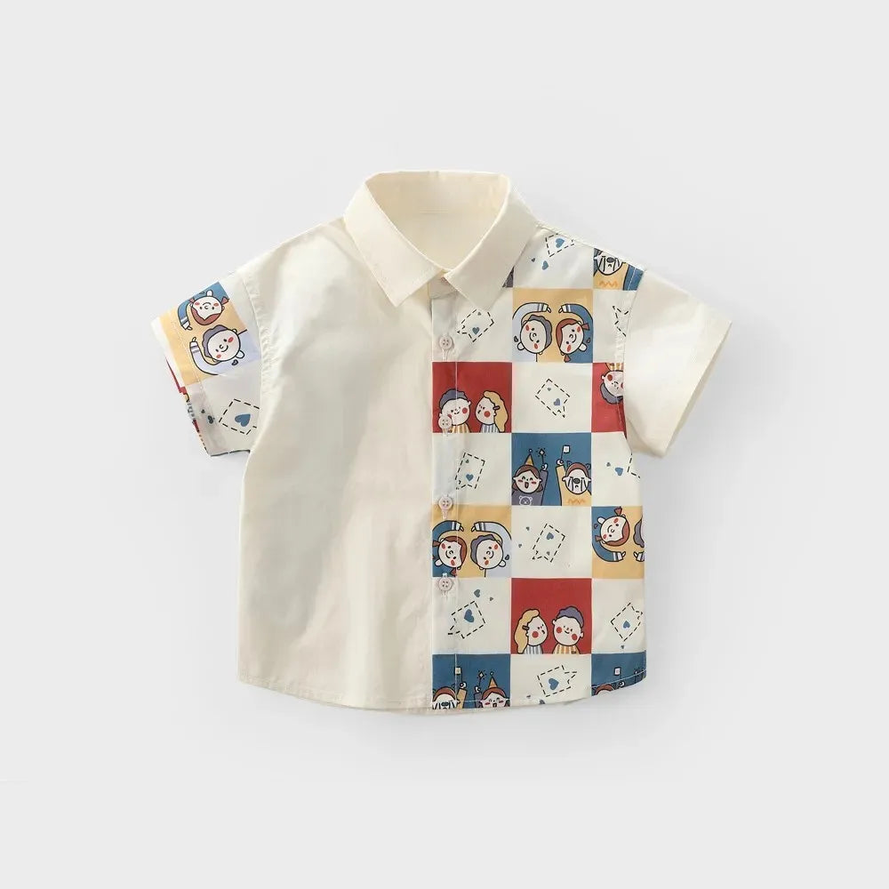 Fashion Boys Shirts Summer Toddler Kids Tops Cotton Children's Clothes