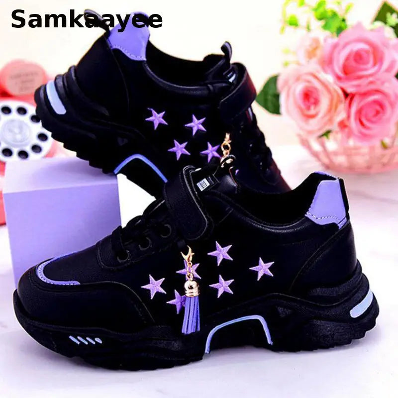 5-18y Children Sneakers Girls Casual Shoes Spring Autumn Kids Breathable Soft Soled Anti-slip Cartoon Princess Walking Footwear