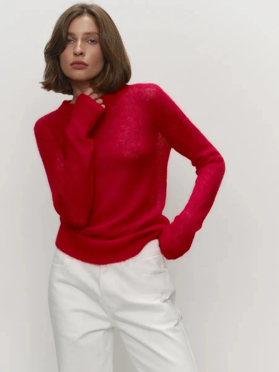 Wolfeel Summer New O-neck Elegant Slim Fit Sweater Women's Jumpers Casual Chic Thin Long Sleeved Fashion Lady Loose Pullovers