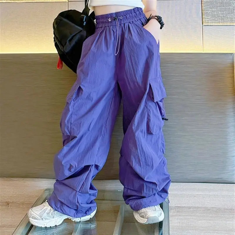 Kids Hip Hop Joggers Pants Teenage Straight Baggy Sweatpants Girls Streetwear Cargo Trousers Spring Vintage Casual Pants