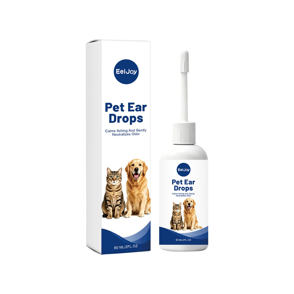 Pet Ear Cleaning Drops - Gentle, Universal, Soothing and Hydrating Formula for Dogs and Cats to Remove Earwax and Odor
