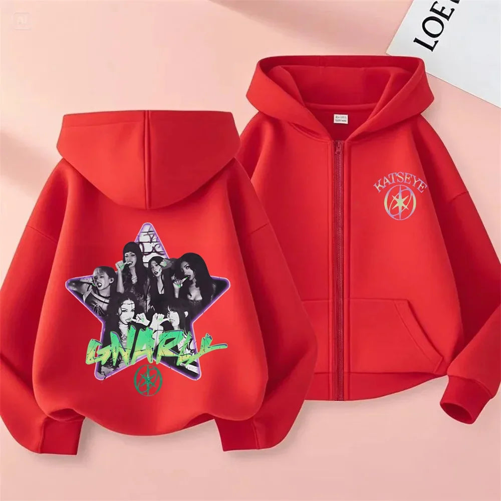 Toddler Girl Clothes Girl Group Katseye Zipper Hoodie Boys Fashion Casual Sweatshirt Movie New Kids KATSEYE Zip UP Hooded Tops