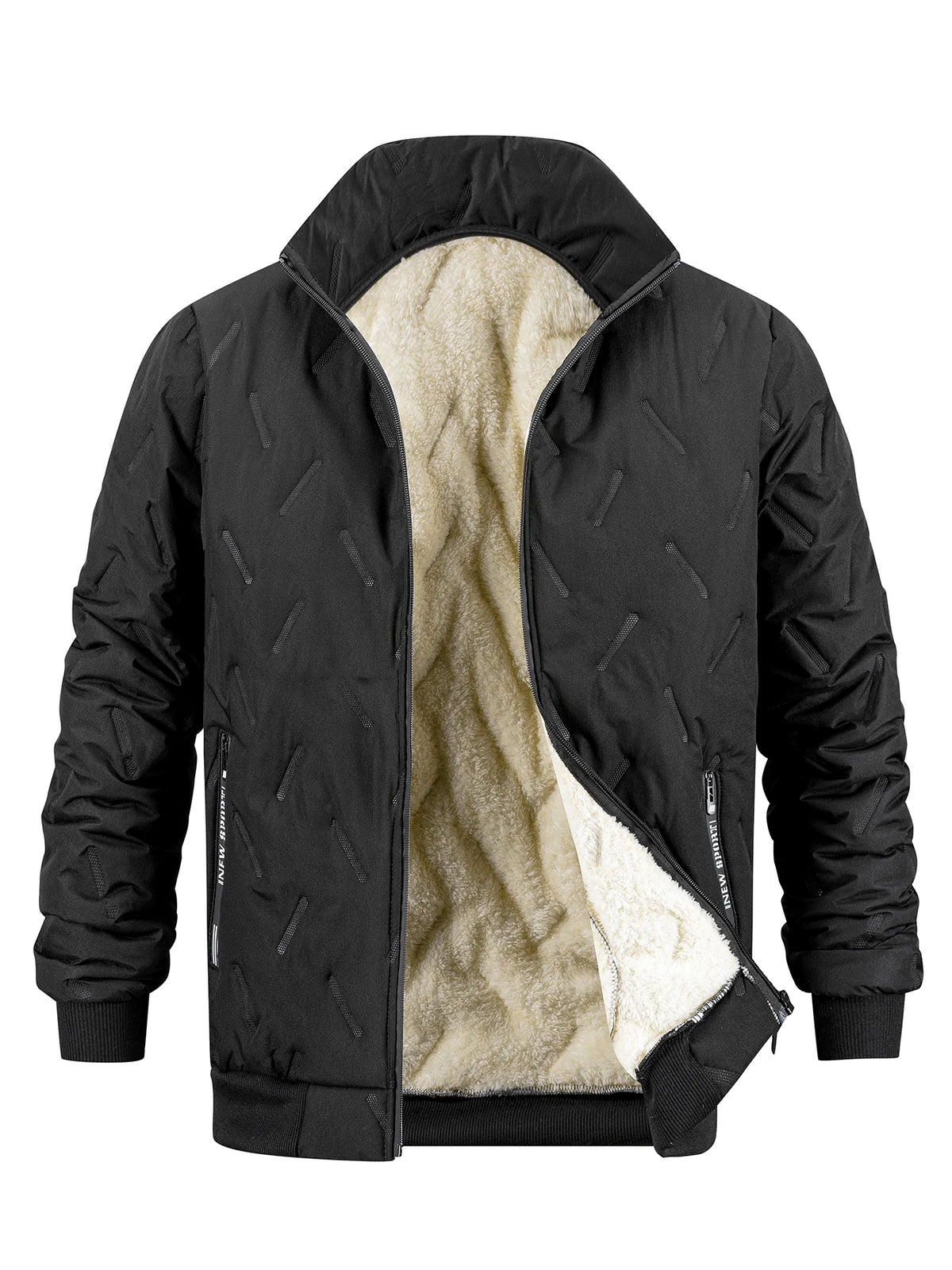 Winter Thickened Cotton Jacket Men's Zipper Stand Collar Coat Windproof Waterproof Stand Collar Coat Casual Loose-Fit Outerwear