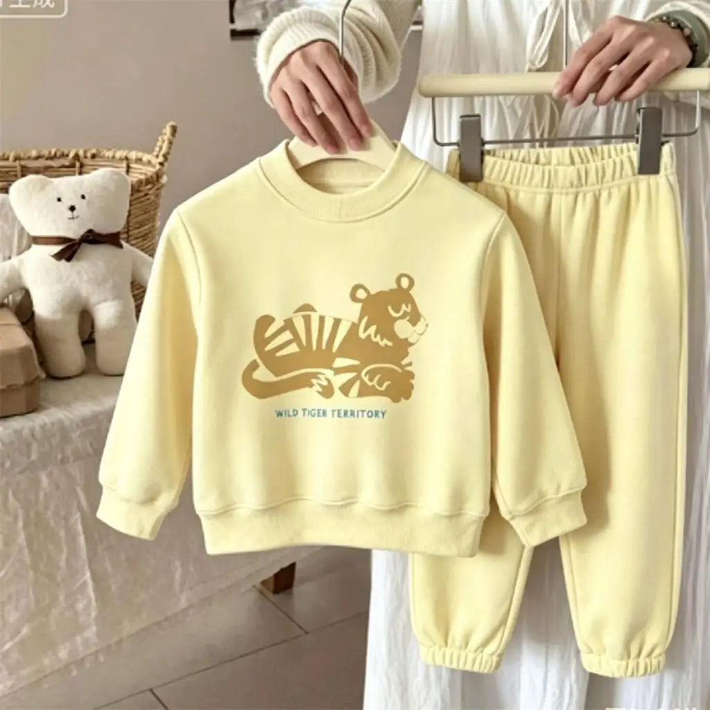 Kids Long-sleeved Suits Fashion Casual Sports Wear Crewneck Sweatshirt+Pants Two Piece Set Outer Wear Toddler  Cartoon Clothes