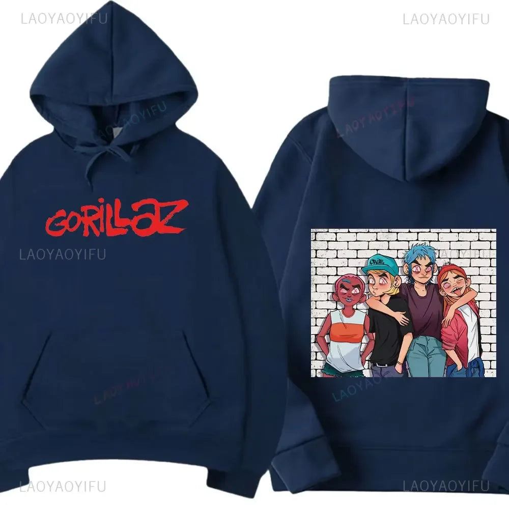 Funny Music Band Gorillaz Demon Days Hoodie Boy Crazy Hoodied Round Collar Long Sleeve T Shirts Clothing Casual Graphic Hoody