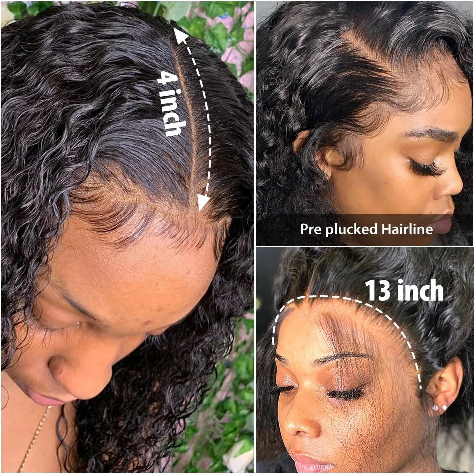 36 Inch Water Deep Wave Human Hair HD Lace Front Wigs Brazilian Virgin Human Hair Wigs Vendor Unprocessed Raw Weaves and Wigs