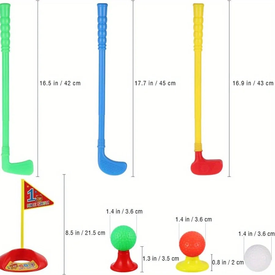 Children Golf Set: 9Pcs Kids Golf Sports Set, Kids Golf Clubs Indoor and Outdoor Golf Set for Boys and Girls, Random Color