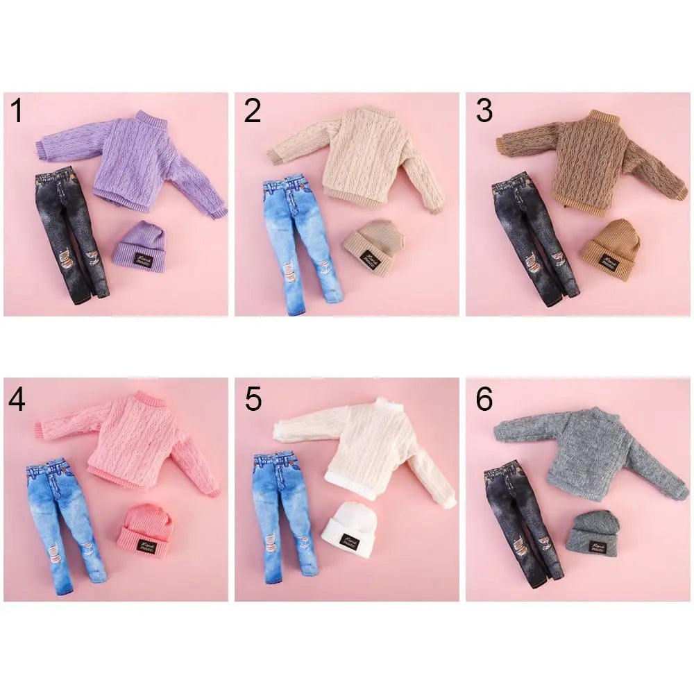 1 Set Fashion Kids Gift Toy Doll Accessories Winter Wear Sweaters Casual Wear Hats Dolls Pants Girl Clothes