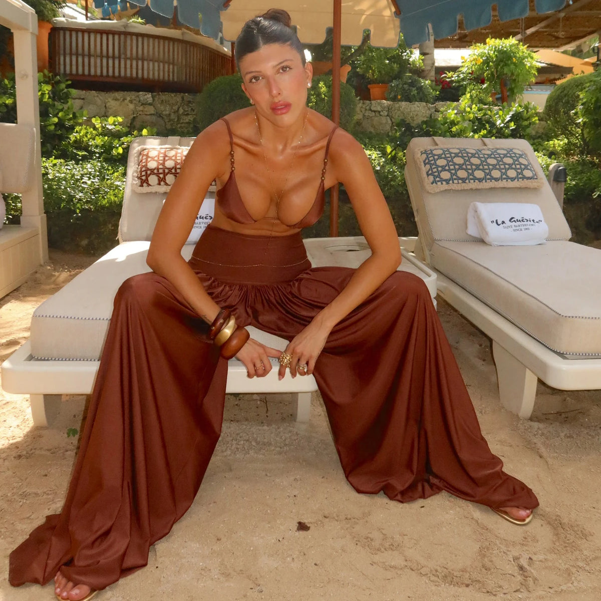 New Solid 3 Pieces Bikinis Sets With Mesh Pants Push Up Beachwear Sexy Women's Swimsuit Cover-ups Strappy Beach Wear