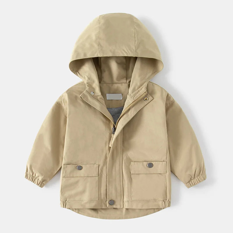 Boys Jackets Spring  Autumn 2025 Children's Outerwear Solid Color Hoody for Kids Toddler Windbreaker Baby Outfits Clothing