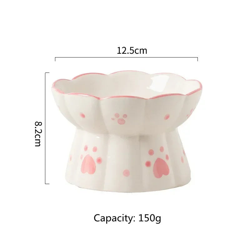 Pet Cat Ceramic Food Bowl Elevated Drinking Eating Feeders Small Puppy Dogs Snack Water Bowls Set Cats Feeding Accessories