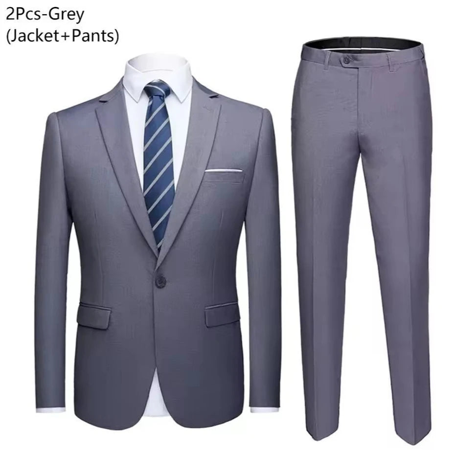 Men Suits Set  2 Pieces Jackets Pants For Wedding Elegant Slim Fit Blazers Formal Outfit Fashion Classic Full 2025 Costume
