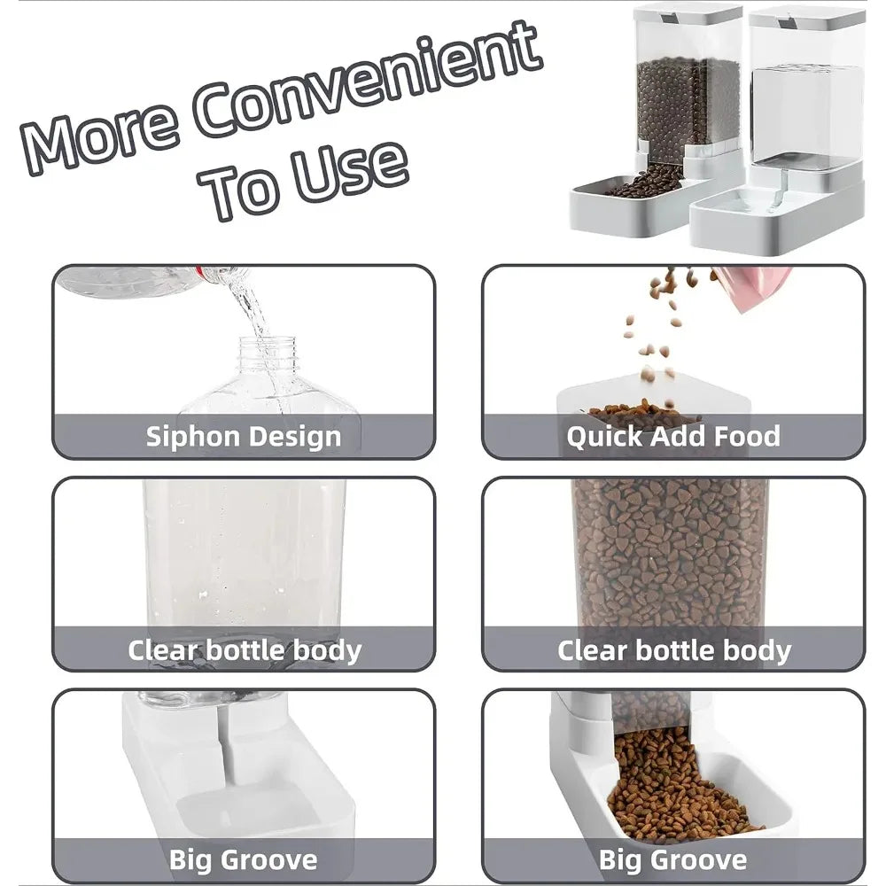 Pet Feeders and Drinkers Large Capacity Food Storage Dispenser Containers Durable Gravity Feeding Stations For Dogs And Cats